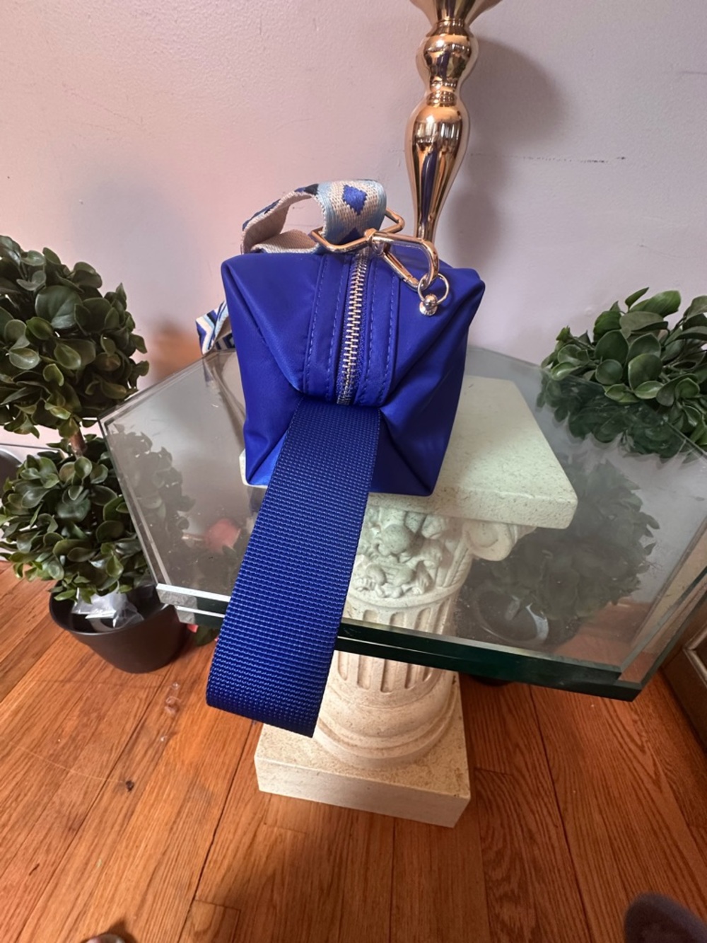 Burberry Royal Blue Satin Logo Pouch - Picture 7 of 11